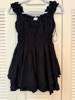 Urban outfitters Black Ruffled Smocked Mini Dress